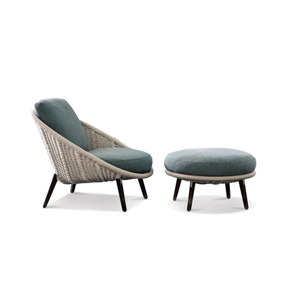 Modern Wicker Lounge Chair and Ottoman Set for Outdoor Relaxation