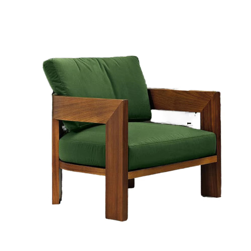 Stylish Solid Wood Outdoor Armchair with Waterproof Cushions