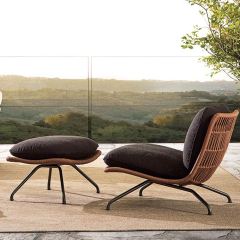 Contemporary Outdoor Armchair with Plush Waterproof Cushions