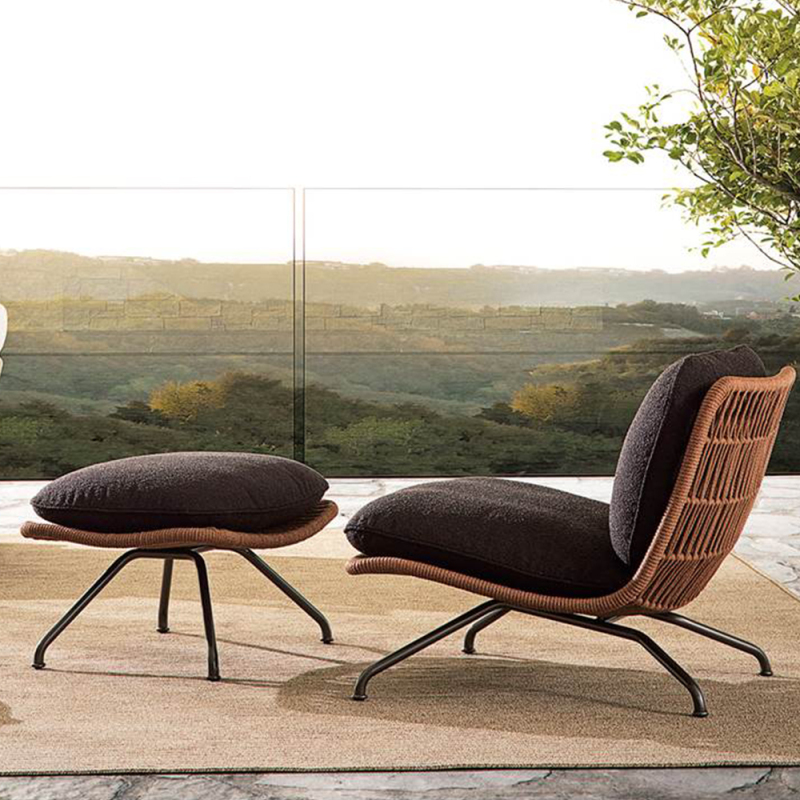 Contemporary Outdoor Armchair with Plush Waterproof Cushions
