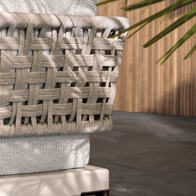 Modern Wicker Armchair with Plush Waterproof Cushions