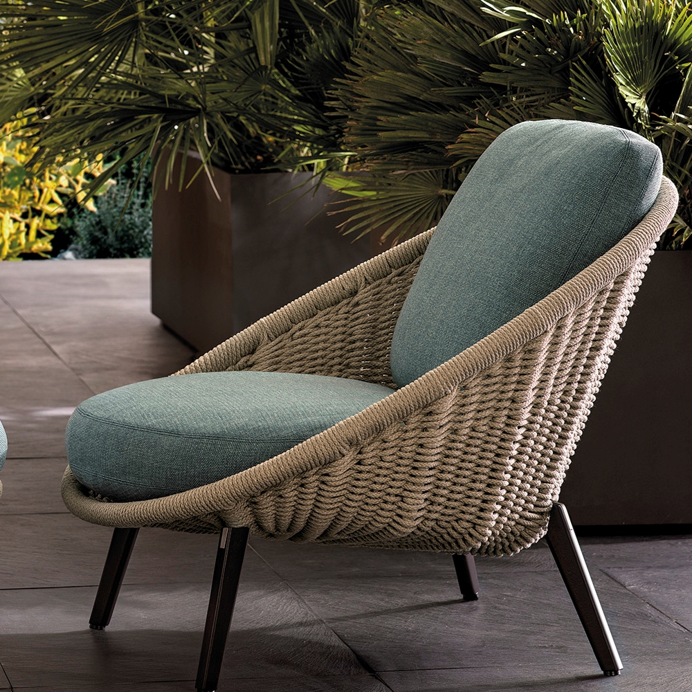 Modern Wicker Lounge Chair and Ottoman Set for Outdoor Relaxation