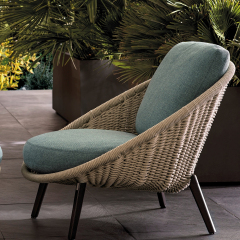 Modern Wicker Lounge Chair and Ottoman Set for Outdoor Relaxation
