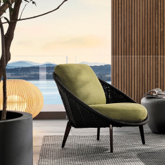 Modern Wicker Lounge Chair and Ottoman Set for Outdoor Relaxation