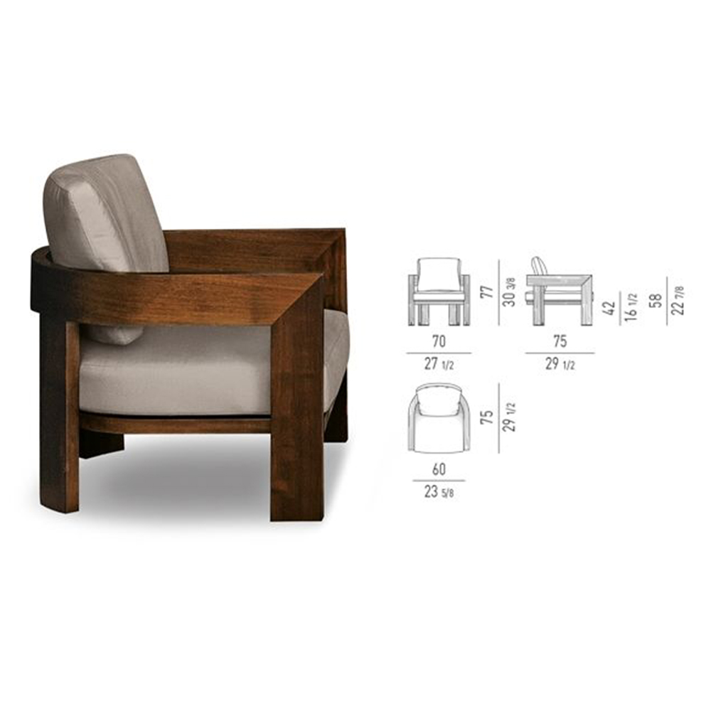 Stylish Solid Wood Outdoor Armchair with Waterproof Cushions