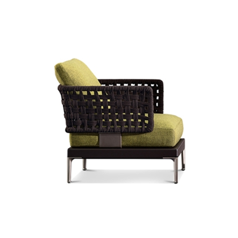 Modern Wicker Armchair with Plush Waterproof Cushions