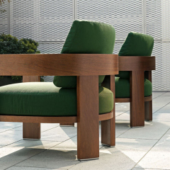 Stylish Solid Wood Outdoor Armchair with Waterproof Cushions