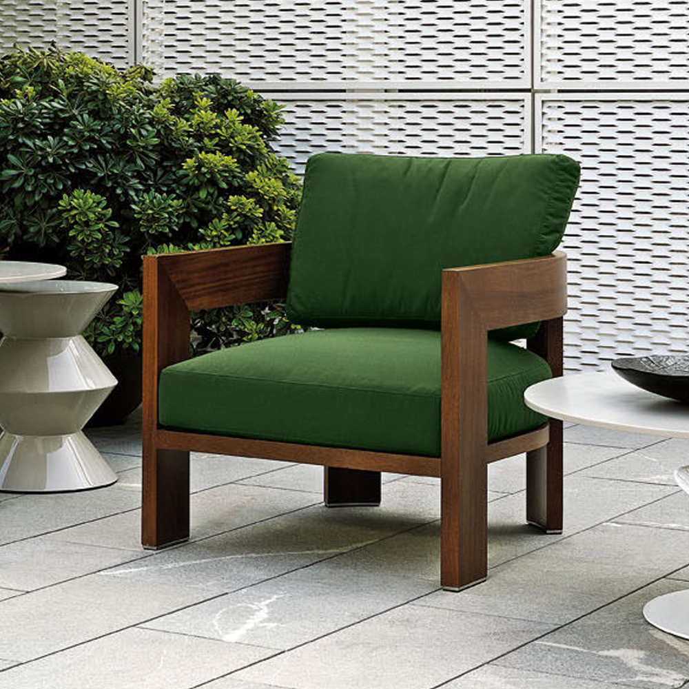 Stylish Solid Wood Outdoor Armchair with Waterproof Cushions