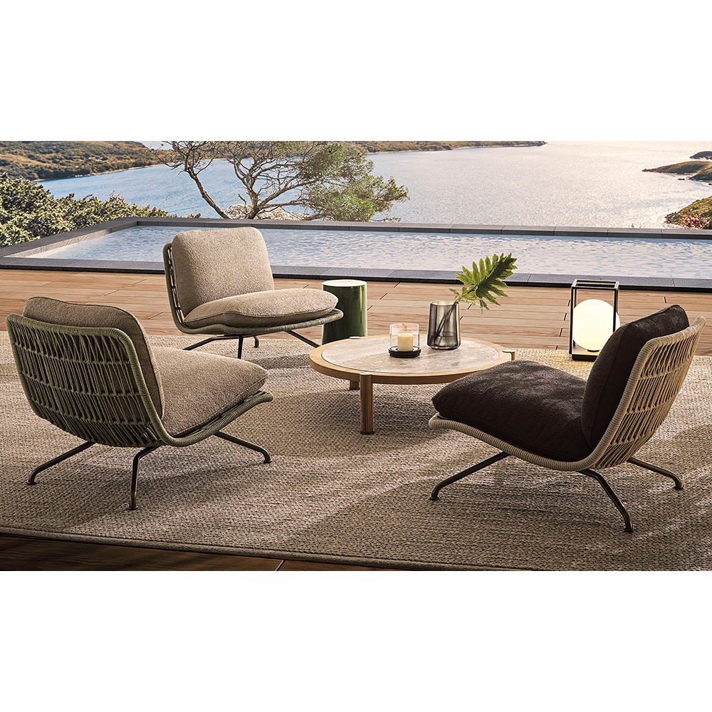 Contemporary Outdoor Armchair with Plush Waterproof Cushions