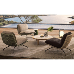 Contemporary Outdoor Armchair with Plush Waterproof Cushions