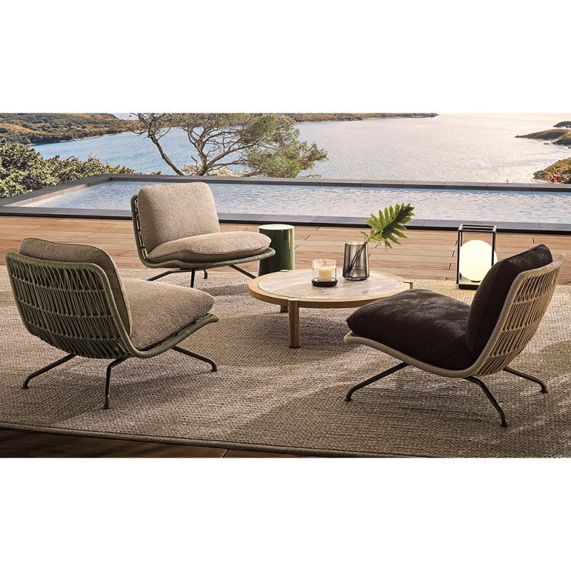 Contemporary Outdoor Armchair with Plush Waterproof Cushions