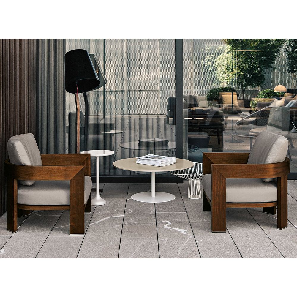 Stylish Solid Wood Outdoor Armchair with Waterproof Cushions