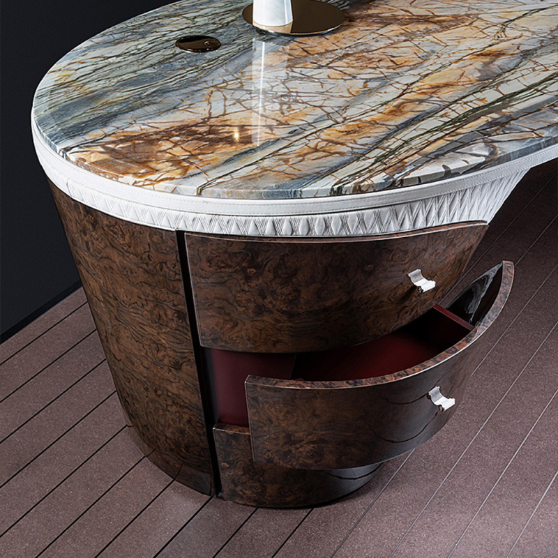 Stylish Black Marble Desk – Modern Versace Style Desk for Home Office