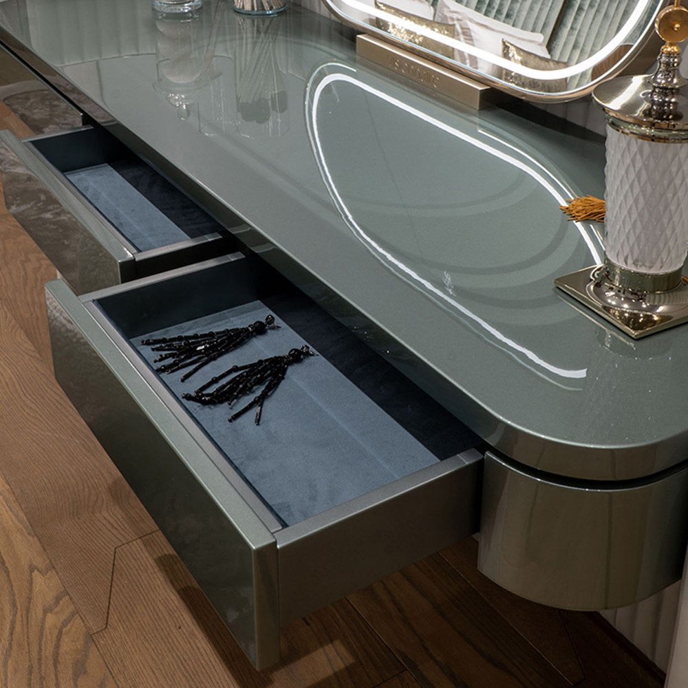Modern Champagne Gold and Green Dresser