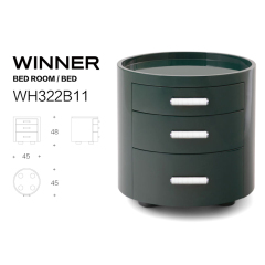 Modern Nightstand with Jade Green Handles