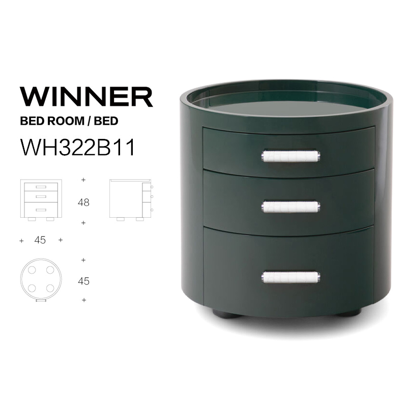 Modern Nightstand with Jade Green Handles