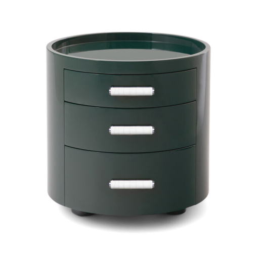 Modern Nightstand with Jade Green Handles