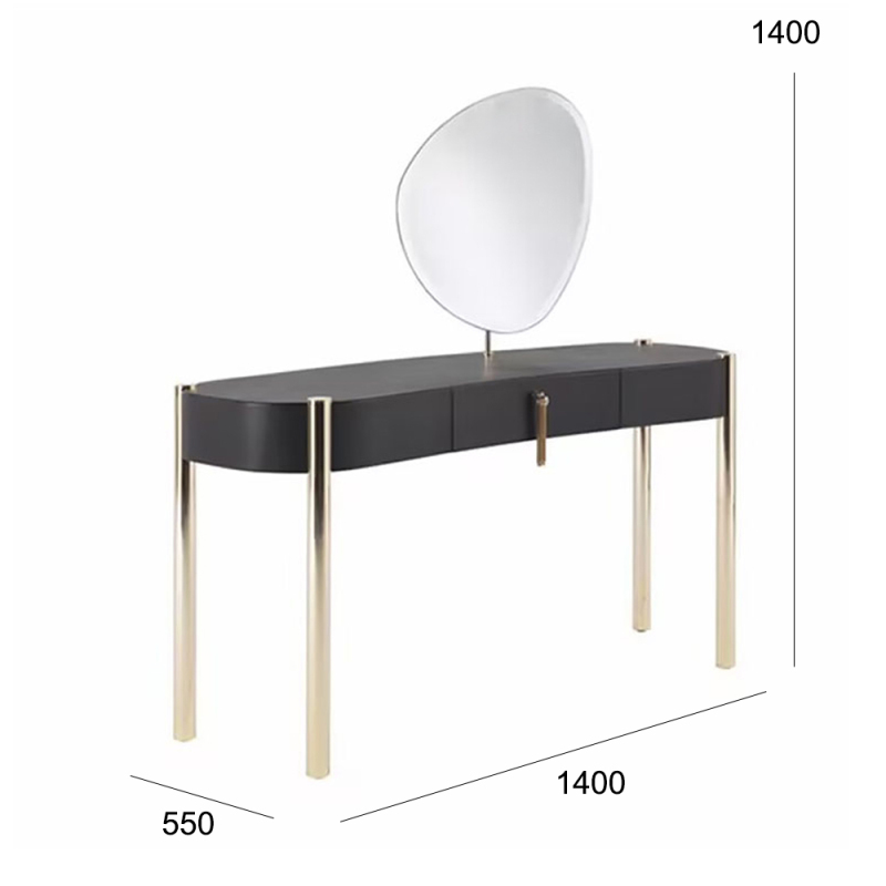 Modern design tufted grey dressing table with tassel handles