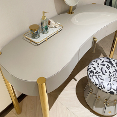 Modern design tufted grey dressing table with tassel handles