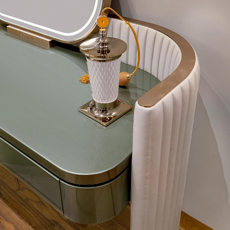 Modern Champagne Gold and Green Dresser