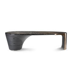 Stylish Black Marble Desk – Modern Versace Style Desk for Home Office