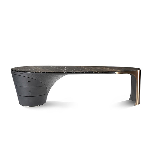 Stylish Black Marble Desk – Modern Versace Style Desk for Home Office