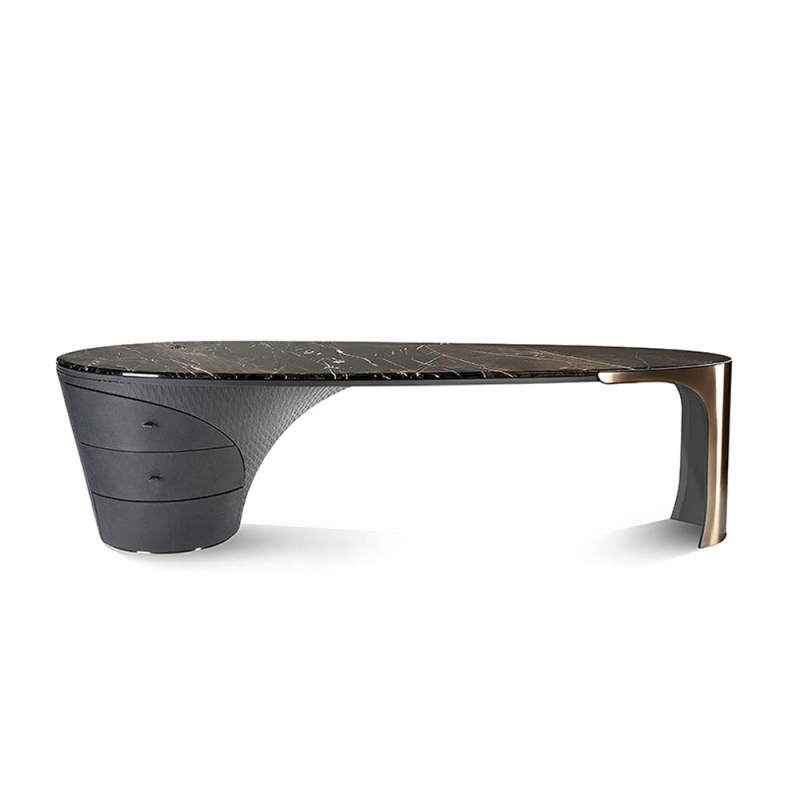 Stylish Black Marble Desk – Modern Versace Style Desk for Home Office