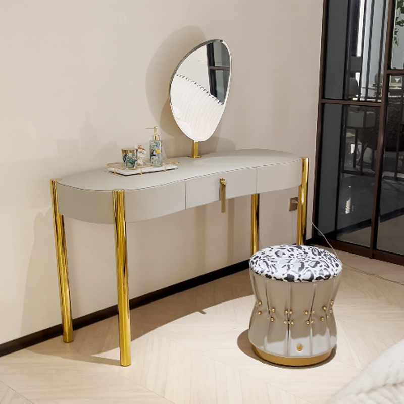 Modern design tufted grey dressing table with tassel handles
