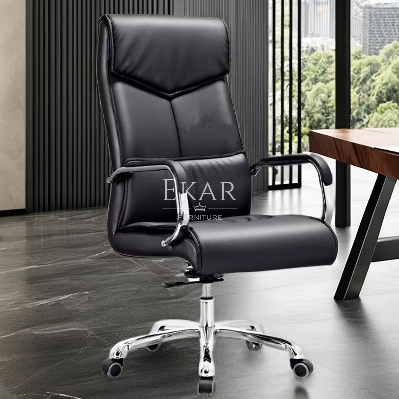 Modern Leather Office Chair – Sleek Adjustable Comfort for Contemporary Workspaces