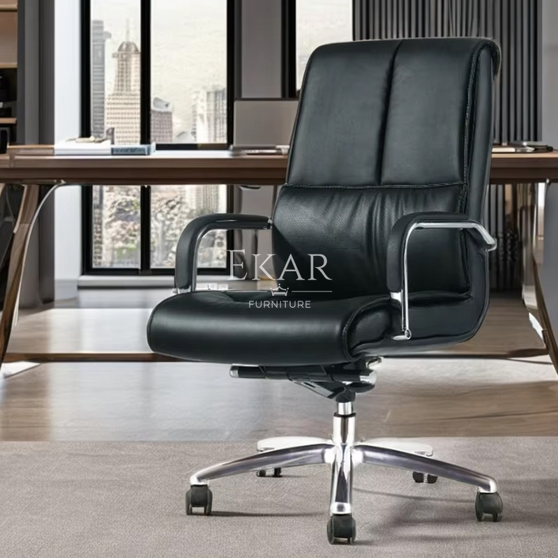 Modern Leather Office Chair – Sleek Adjustable Comfort for Contemporary Workspaces