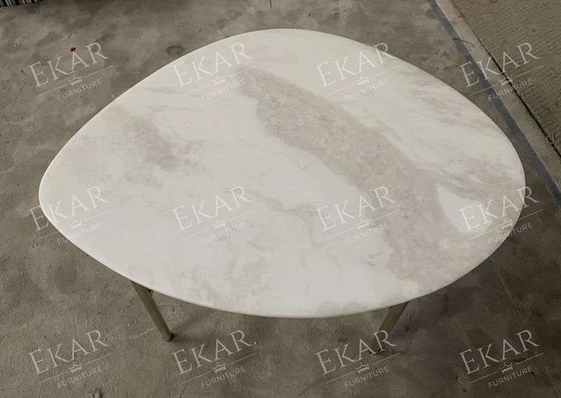 Modern Green Marble Side Table with Crystal Steel Legs