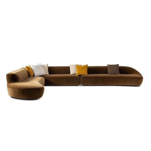 Modern Velvet Curved Sofa – Luxurious Comfort for Elegant Living Spaces