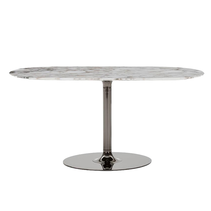 Modern Oval Bar Counter – Sleek Stone and Steel Design for Elegance
