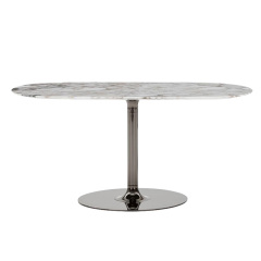 Modern Oval Bar Counter – Sleek Stone and Steel Design for Elegance