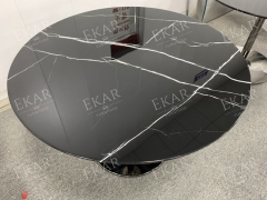 Modern Oval Bar Counter – Sleek Stone and Steel Design for Elegance