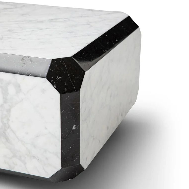 Modern stylish metal and marble finish rectangular coffee table suitable for home living room