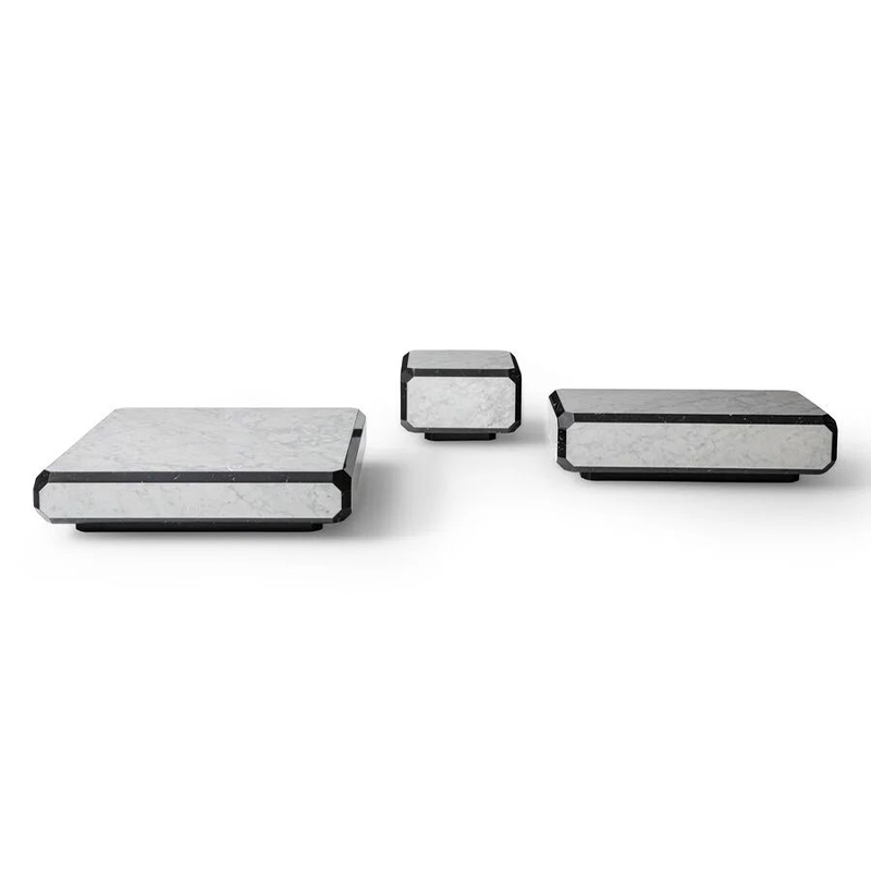 Modern stylish metal and marble finish rectangular coffee table suitable for home living room