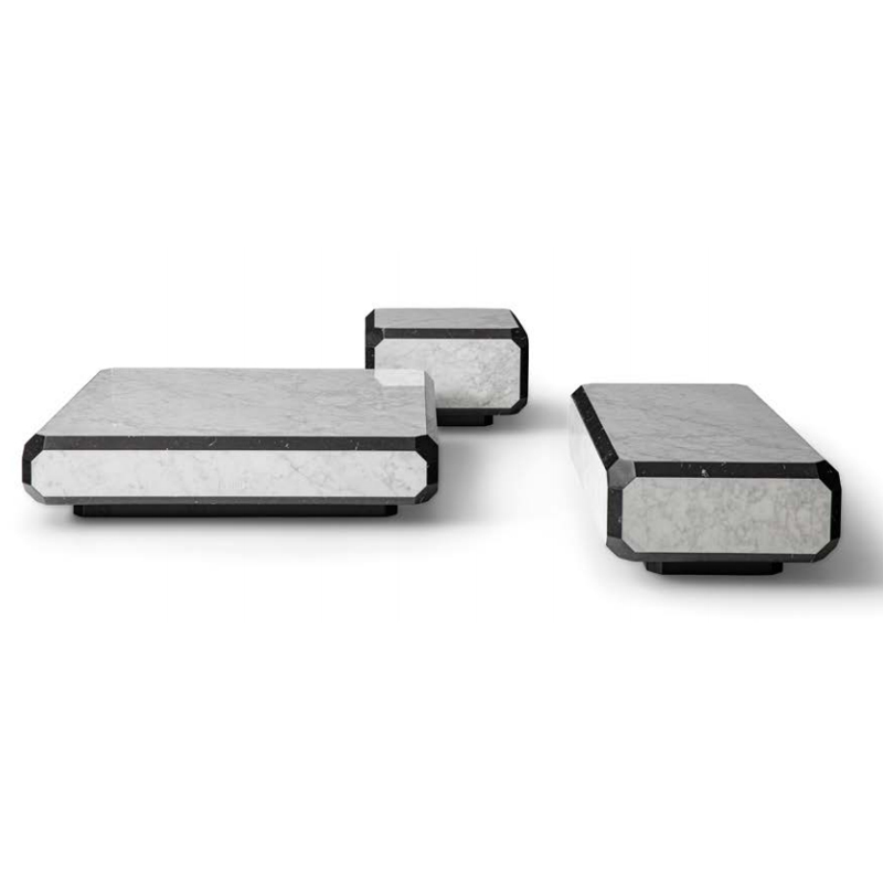 Modern stylish metal and marble finish rectangular coffee table suitable for home living room