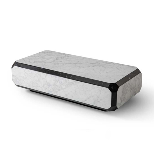 Modern stylish metal and marble finish rectangular coffee table suitable for home living room