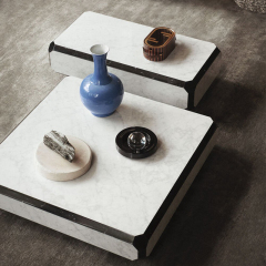 Modern stylish metal and marble finish rectangular coffee table suitable for home living room