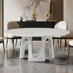 Modern Round Marble Dining Table – Elegant Design with Marble Base