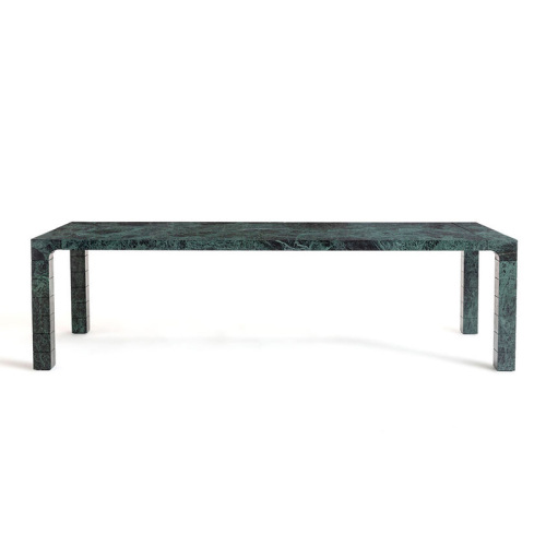 Modern Green Dining Table Sleek Rectangular Design with Elegant Metal Base