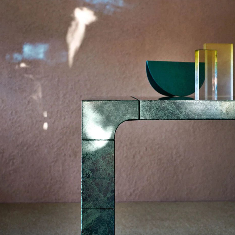 Modern Green Dining Table Sleek Rectangular Design with Elegant Metal Base