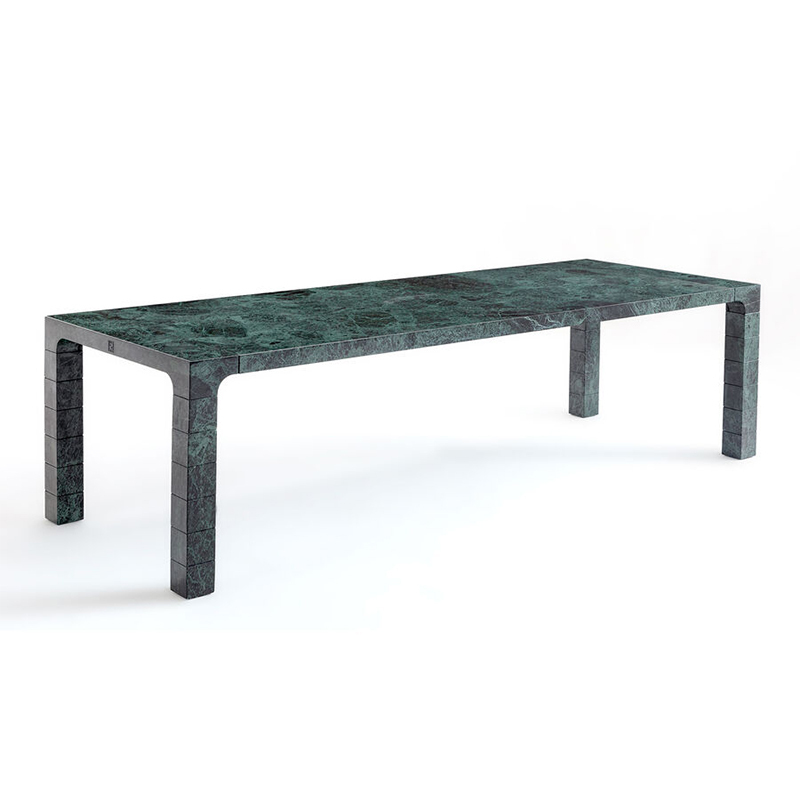 Modern Green Dining Table Sleek Rectangular Design with Elegant Metal Base