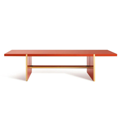 Modern Orange Rectangular Dining Table – Sleek Design with Sturdy Metal Legs