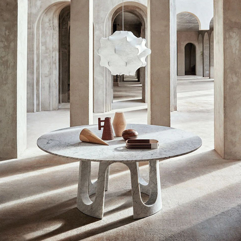Modern Round Marble Dining Table – Elegant Design with Marble Base