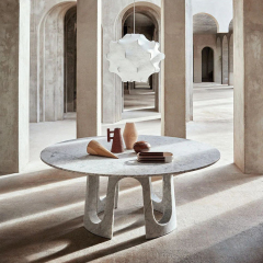 Modern Round Marble Dining Table – Elegant Design with Marble Base