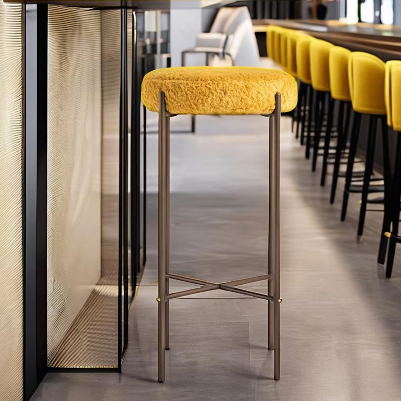 Modern Pink Stone Bar Stool – Elegant Design with Sleek Metal Base