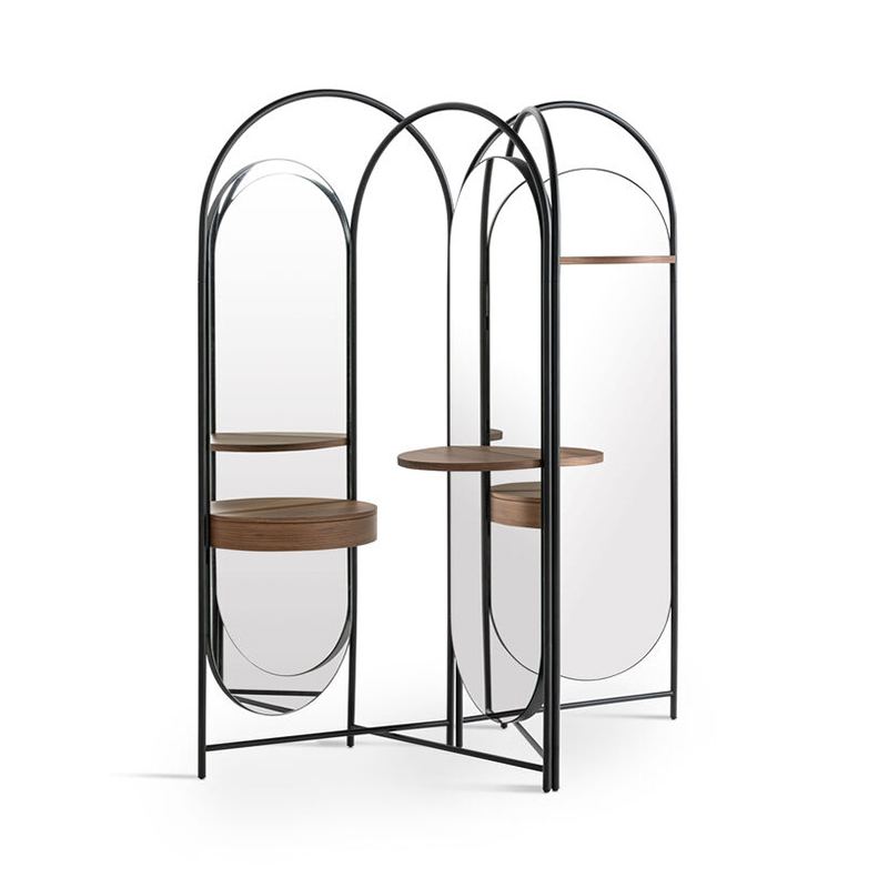 Modern Console Table – Sleek Design with Metal Base and Display Shelves