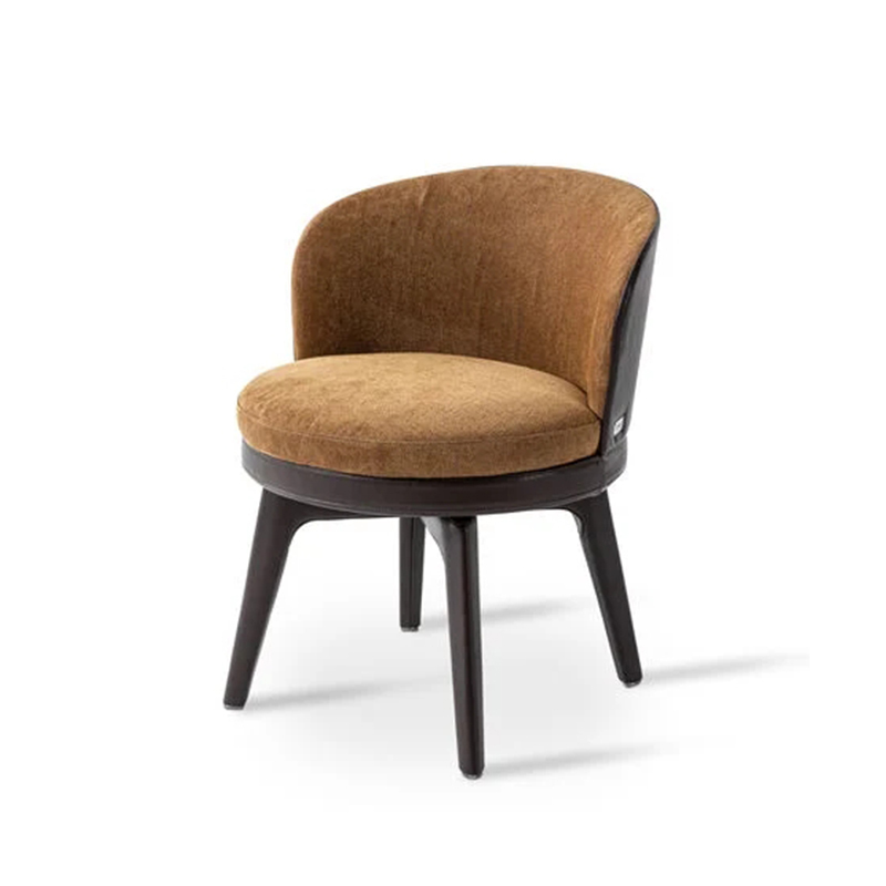 Modern Saddle Leather Dining Chair – Sleek Design with Comfortable Armrests
